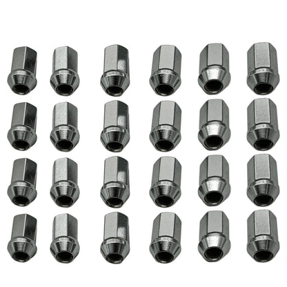 Set of 24 Lug Nuts for Chevy GMC Cadillac (14x1.5, Chrome, 7/8" Hex)