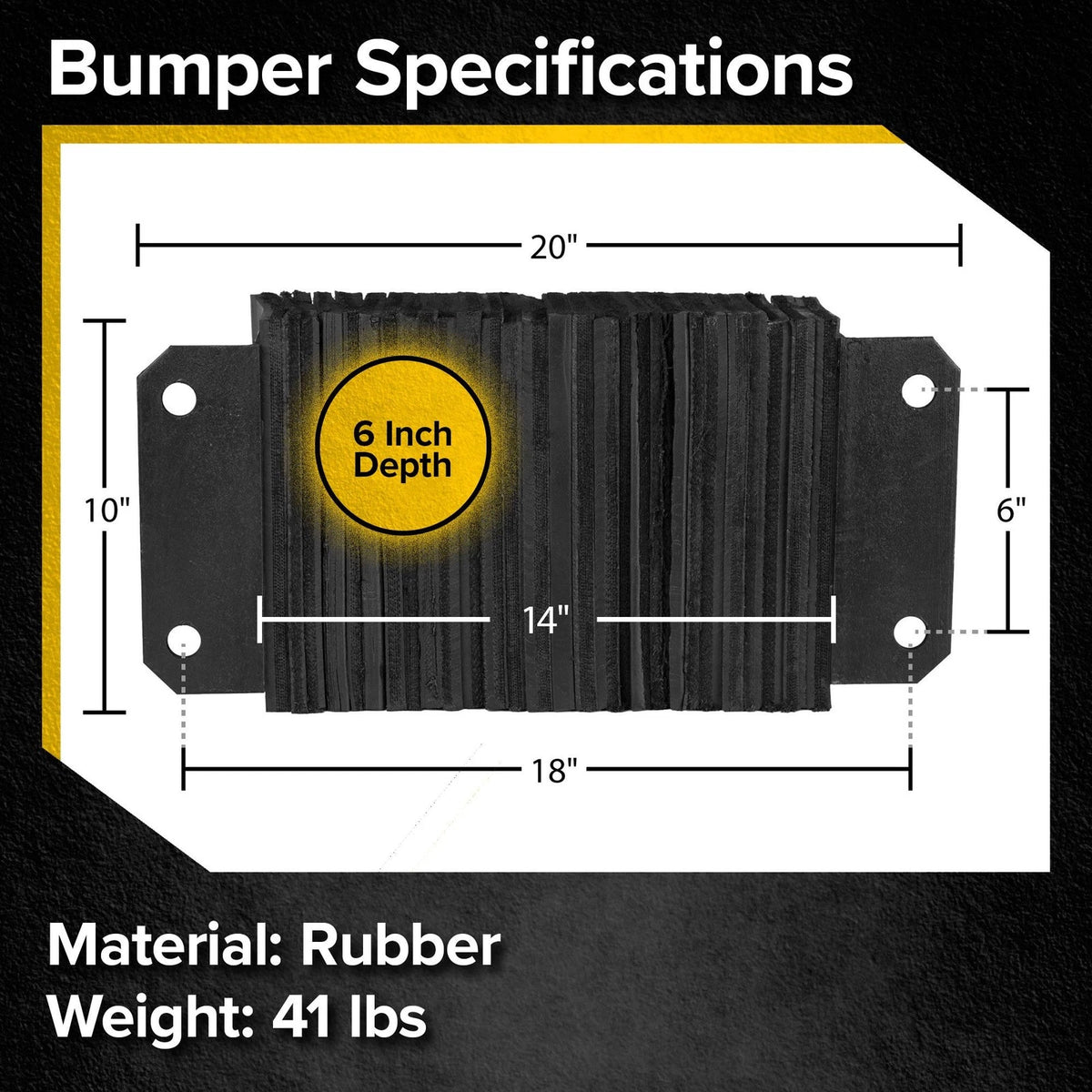 Rubber Dock Bumper for Horizontal Installation (10" H x 18" W)