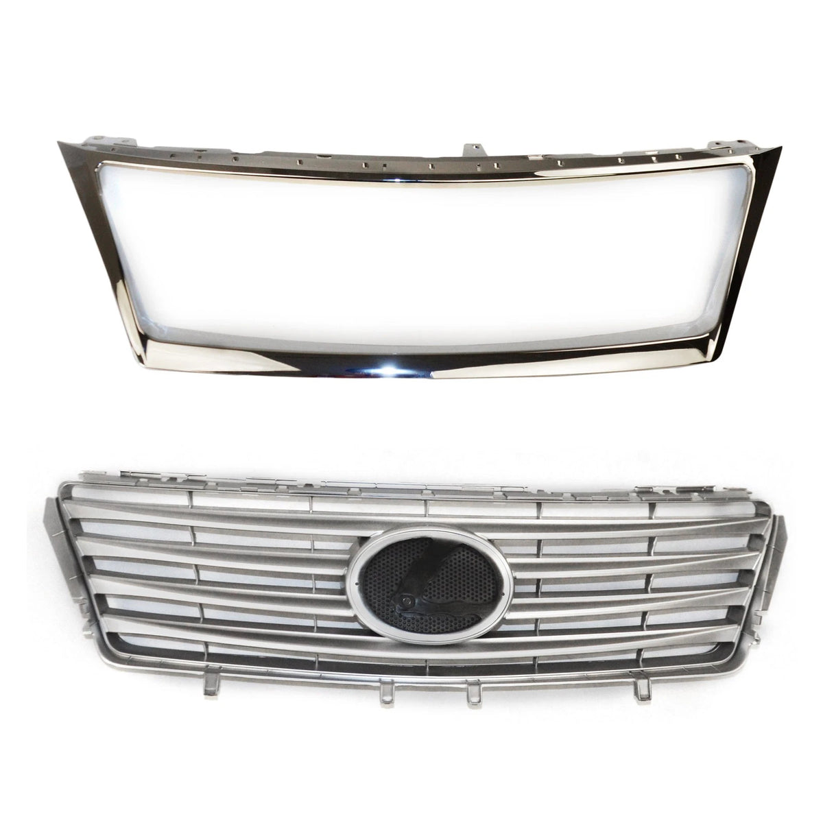 2X Front Bumper Upper Grille & Chrome Molding Trim for Lexus ES350 (2010–2012)