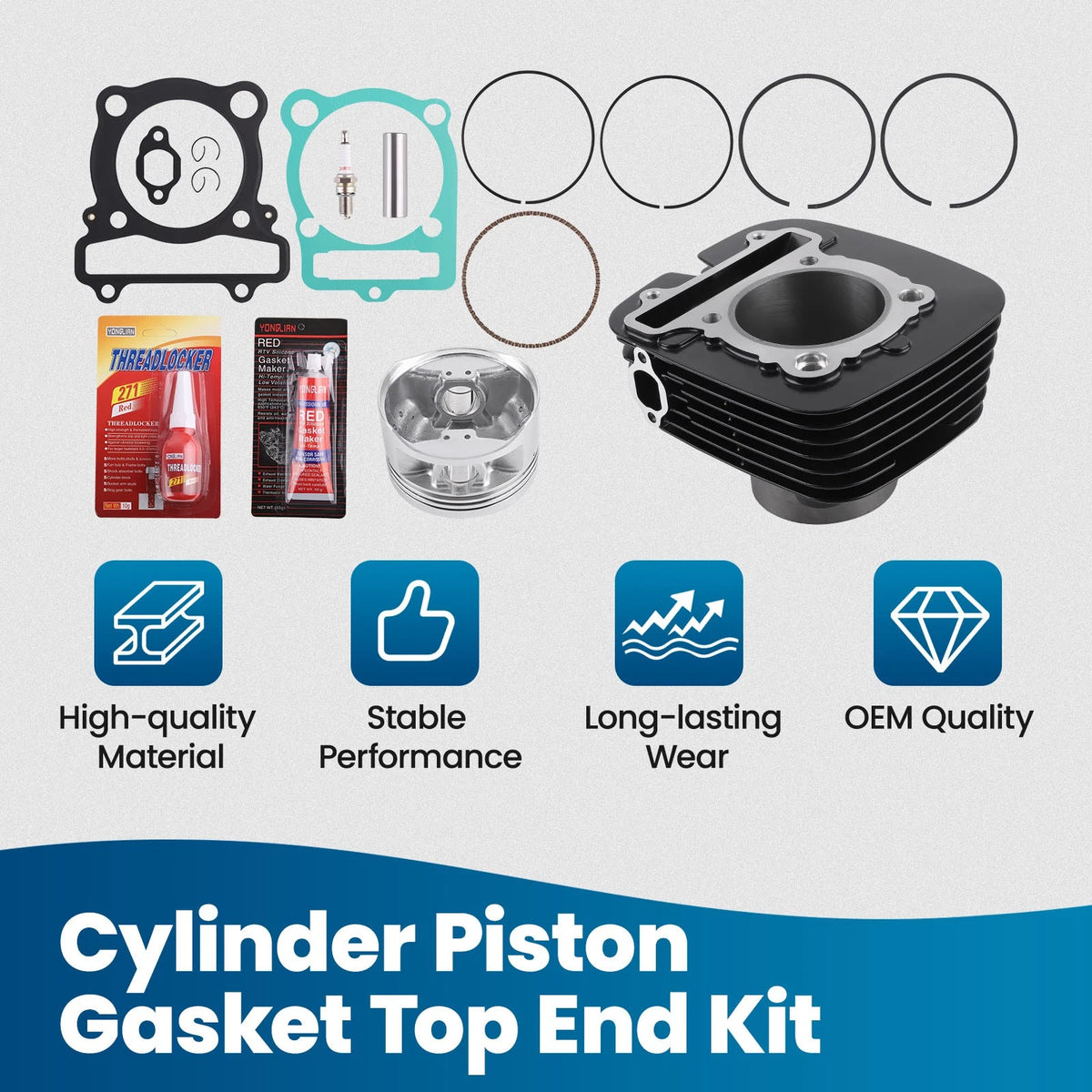 Piston Cylinder Gaskets Top End Rebuild Kit for Yamaha Raptor 350 (2004–2007)