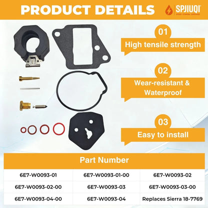 Carburetor Repair Kit 6E7-W0093-03 for Yamaha Mariner Outboard 15HP (1984–1992)