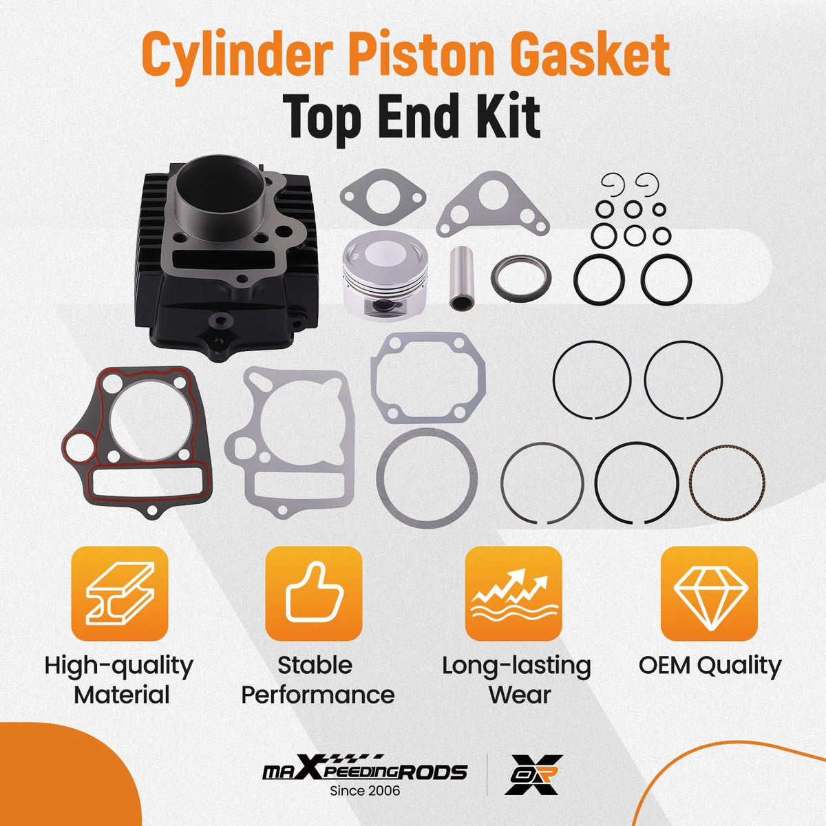 Cylinder Top End Kit for Roketa/Coolster/SSR/BMS 1P54FMI 125cc ATV/Dirt Bike