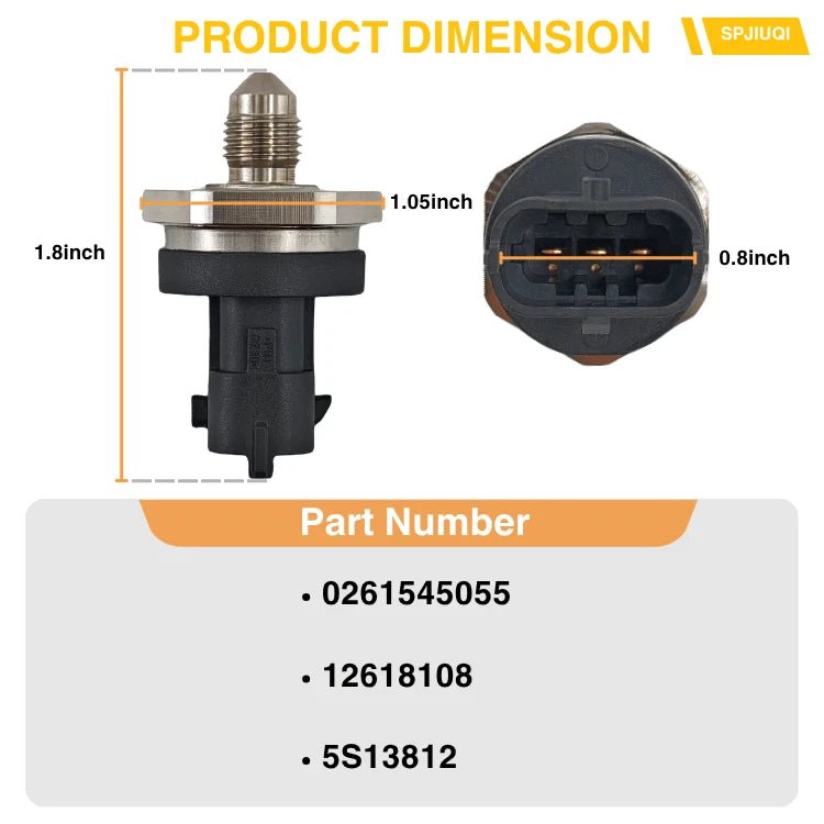 Fuel Rail Injection Pressure Sensor 12618108 0261545055 for Chevy Traverse (2009–2017)