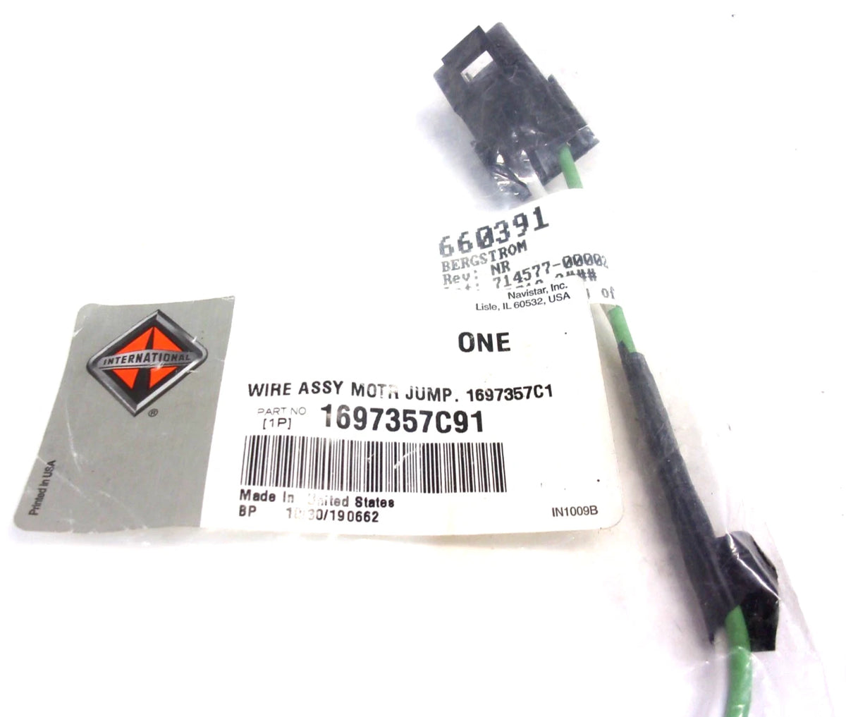 A/C Motor Jumper Harness for International (OEM 1697357C91, Bergstrom 660391)