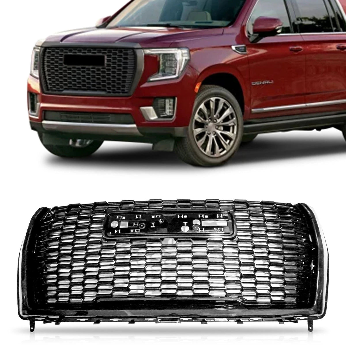 Front Bumper Grille for GMC Yukon/Yukon XL Denali (2021–2023) Glossy Black