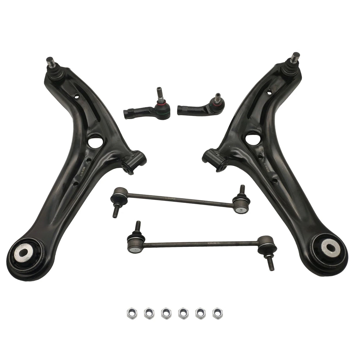 6PCS Steering Kit Control Arms Tie Rods Sway Bar Links for Ford Fiesta (2011–2019)