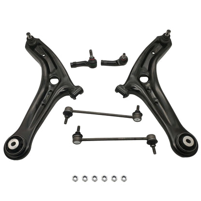 6PCS Steering Kit Control Arms Tie Rods Sway Bar Links for Ford Fiesta (2011–2019)