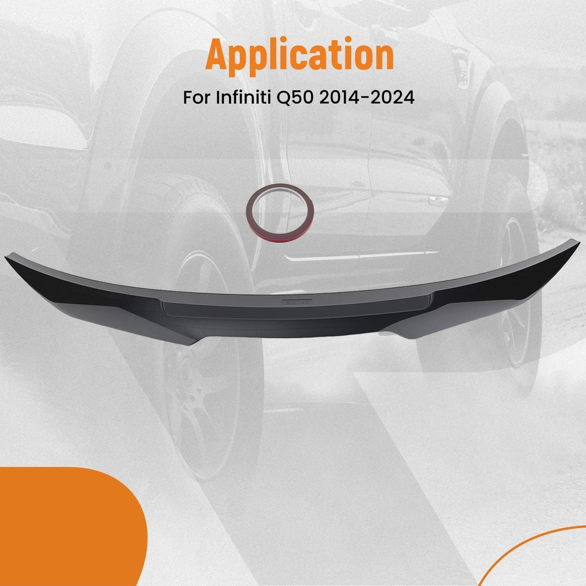 Rear Trunk Lip Spoiler Wing for Infiniti Q50 (2014–2024) ABS Plastic Black