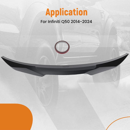 Rear Trunk Lip Spoiler Wing for Infiniti Q50 (2014–2024) ABS Plastic Black