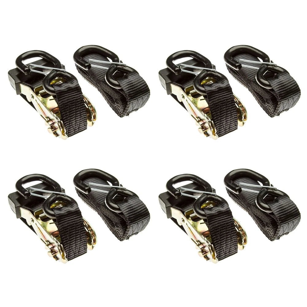 4-Pack Ratchet Tie-Down Strap 1-3/8" x 7' with S-Hooks for ATV Motorcycle