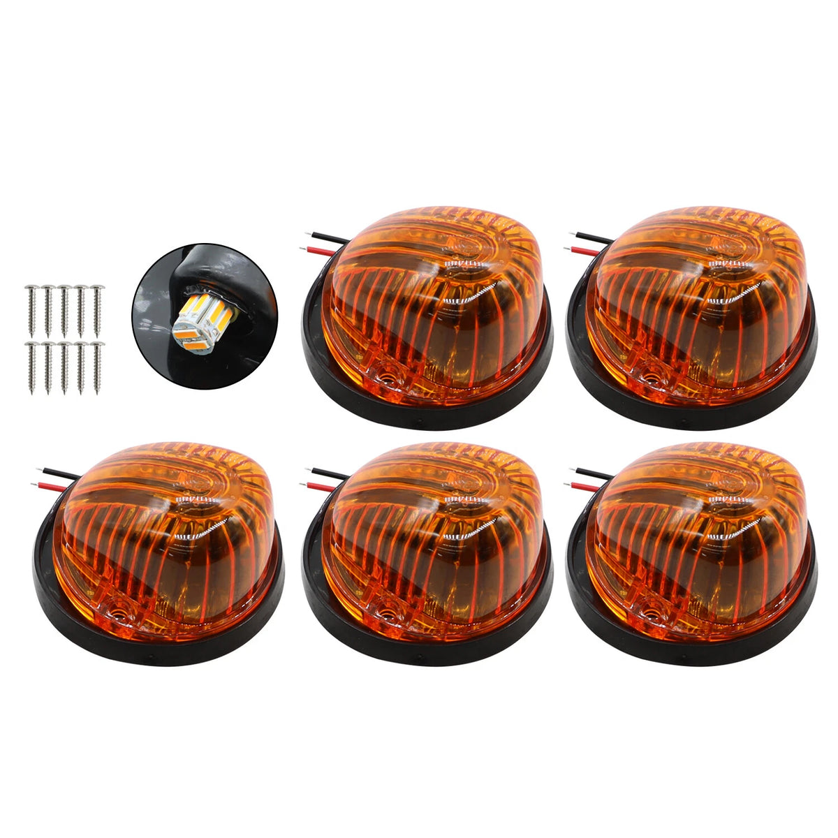 Set of 4 Amber Roof Top Cab Lights + 194 LED for Chevy GMC C/K Series (1973–1987)