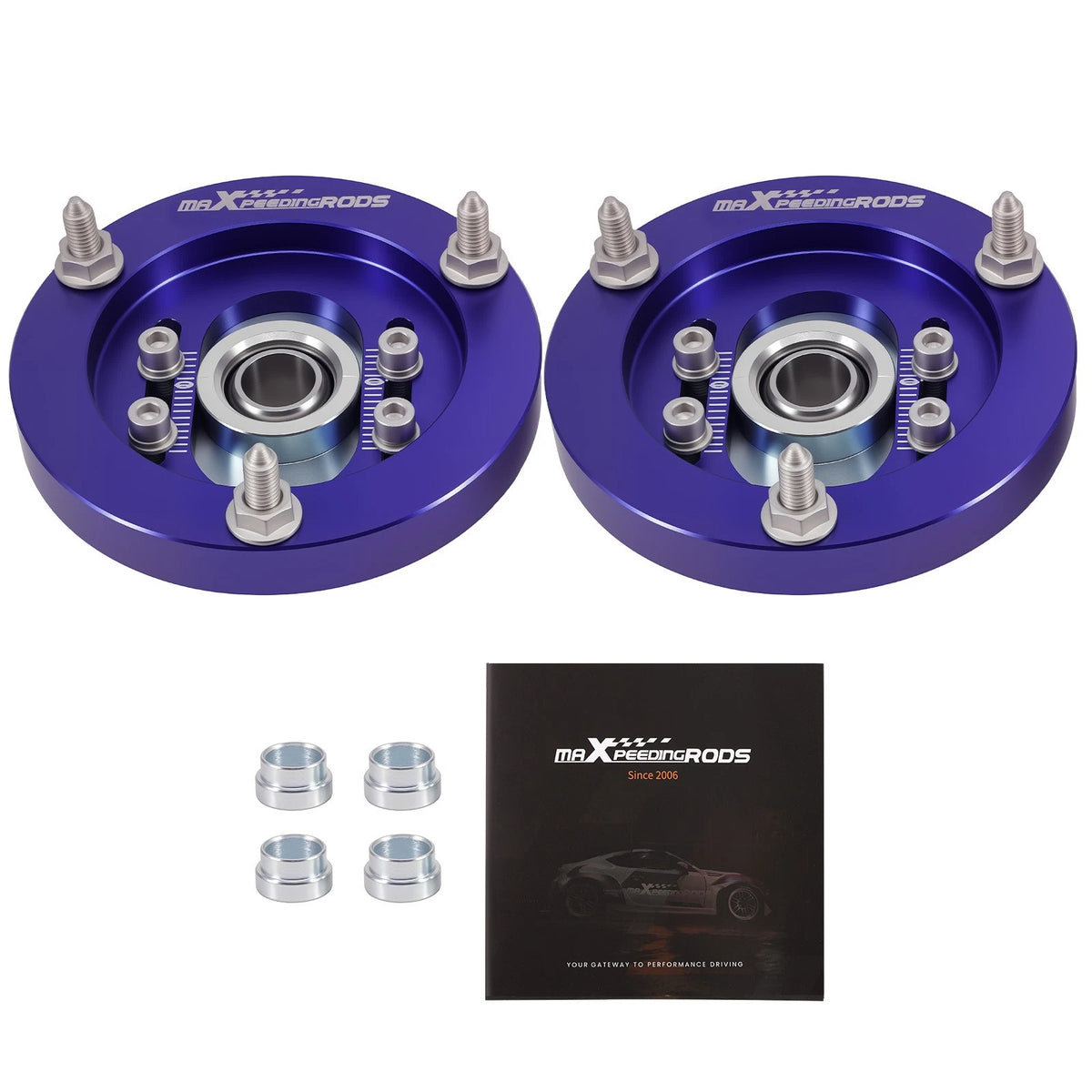 2 Pcs Coil Top Hat Front Mount Camber Plates for BMW E46 3 Series (1998–2005) Blue