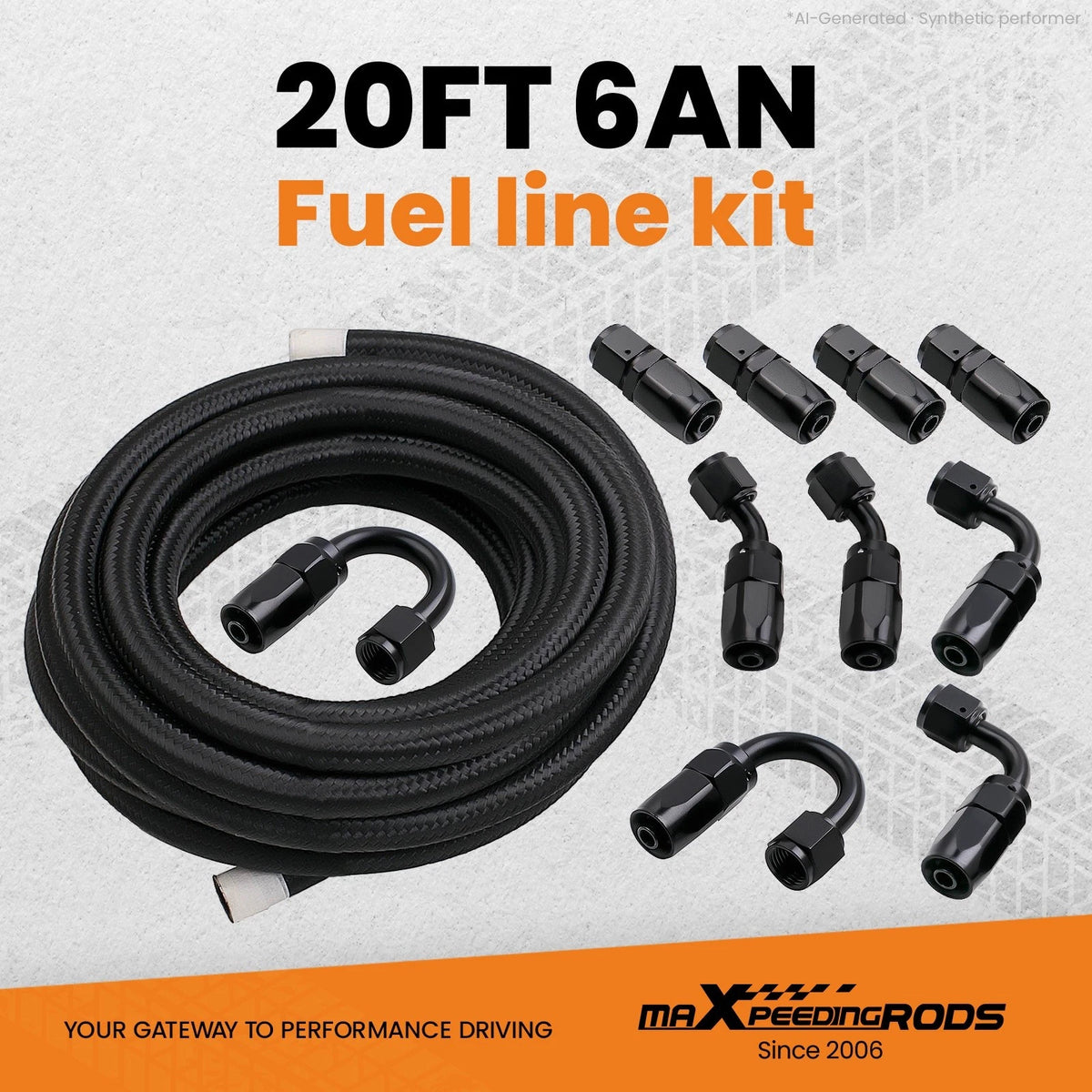 6-AN Fuel Line Hose Kit for Universal Applications (20FT)
