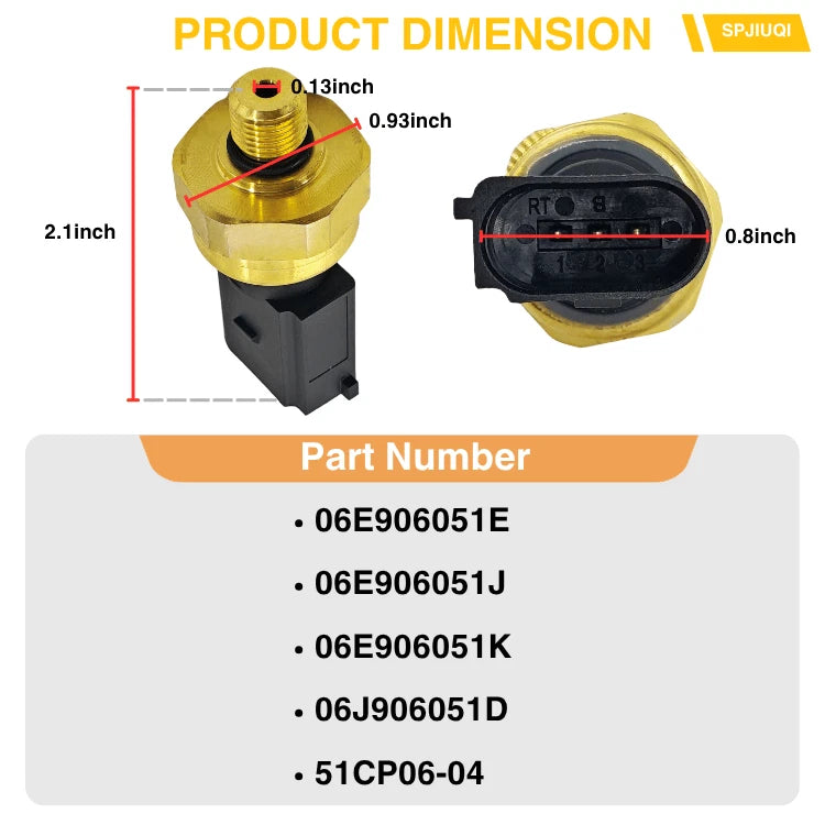 Fuel Oil Pressure Sensor Regulator 06E906051K for Audi A3 A4 A5 A6 Q5 S5 TT (2006–2019)