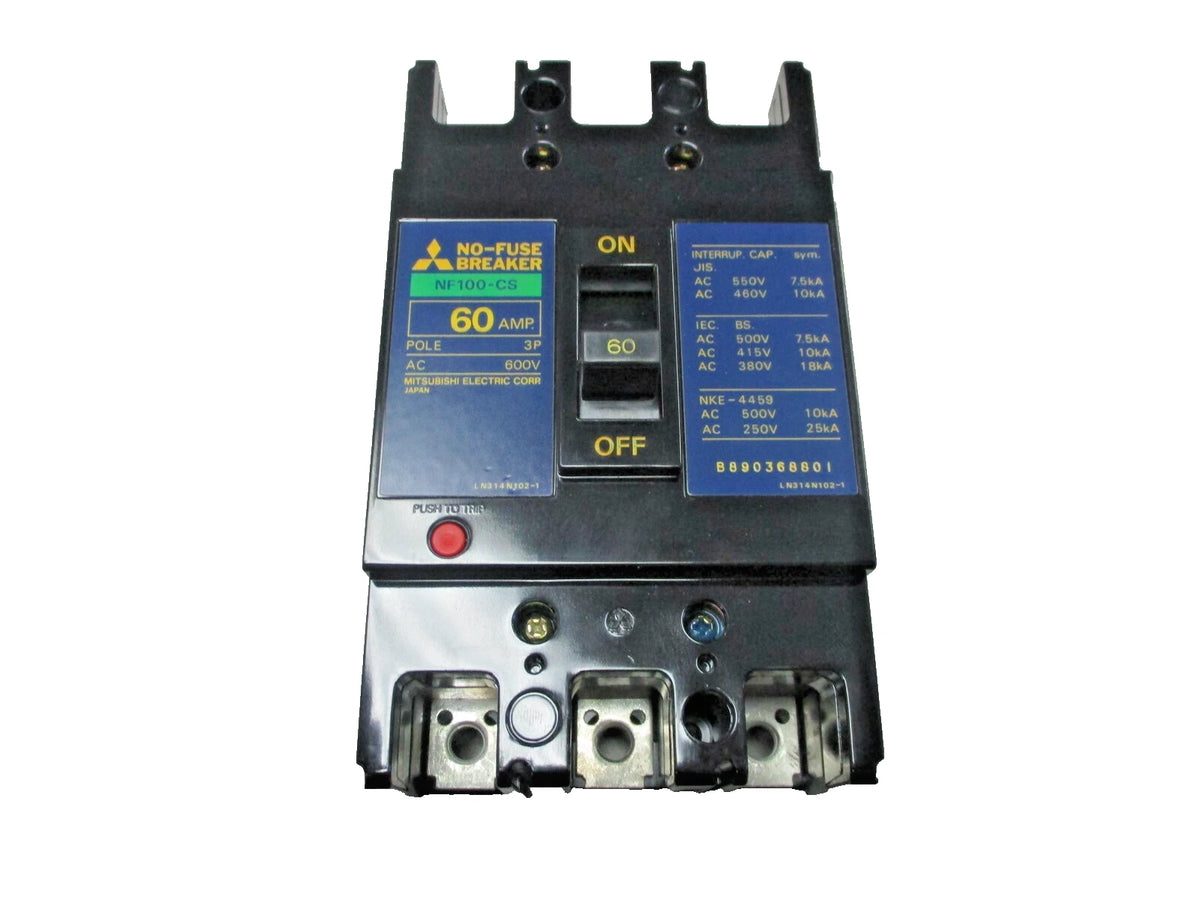 Circuit Breaker 60A 3-Pole for Kubota GV-3240SW (OEM 87581-60750, NF100-CS)