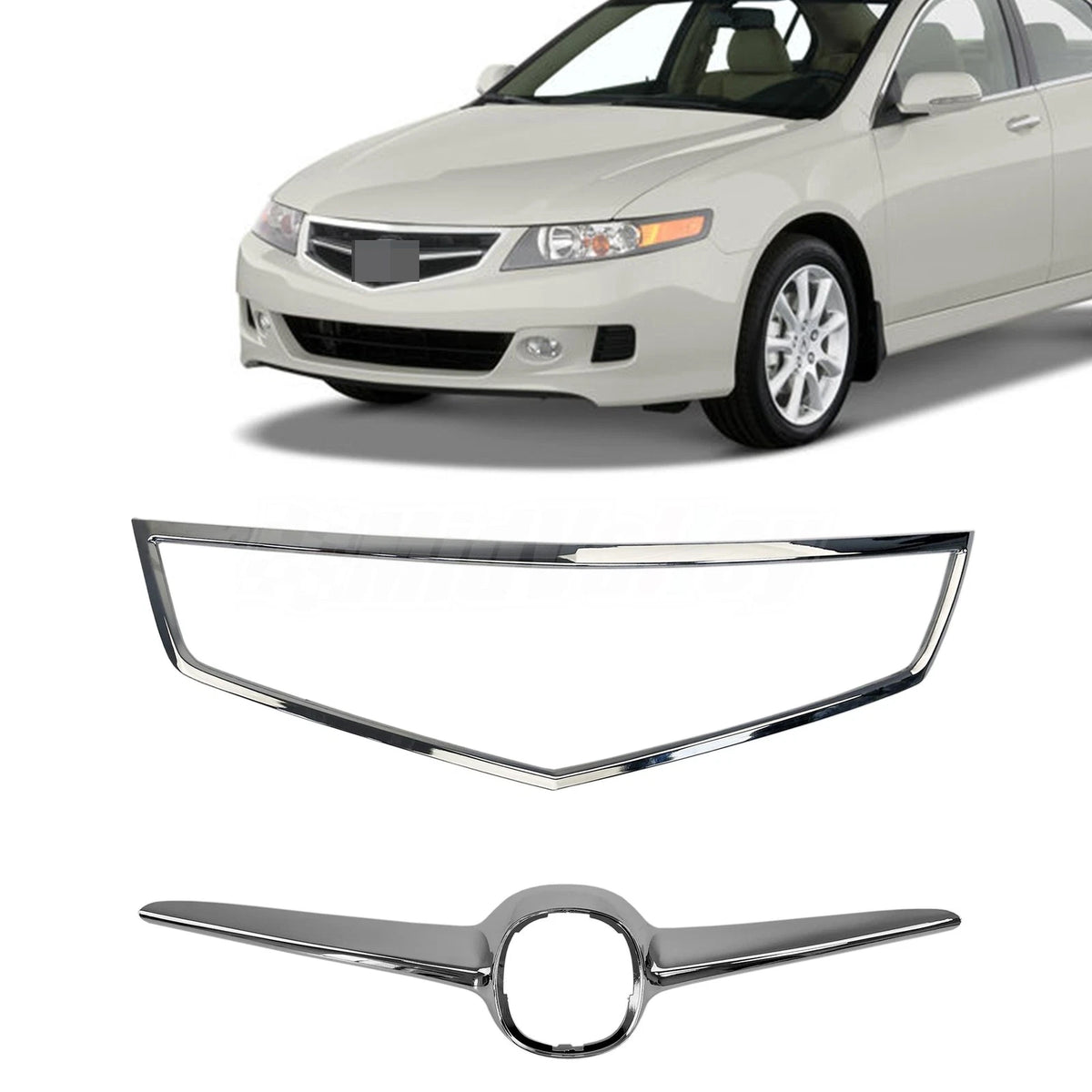 2X Bumper Grille Chrome Trim Molding for Acura TSX (2006–2008) 71122SECA02