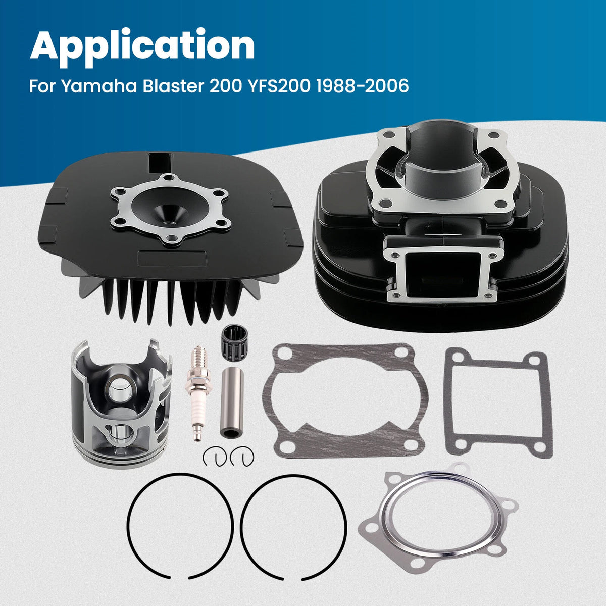 Top End Rebuild Kit Set for Yamaha Blaster 200 (1988–2006) - Cylinder Head, Piston, Gasket