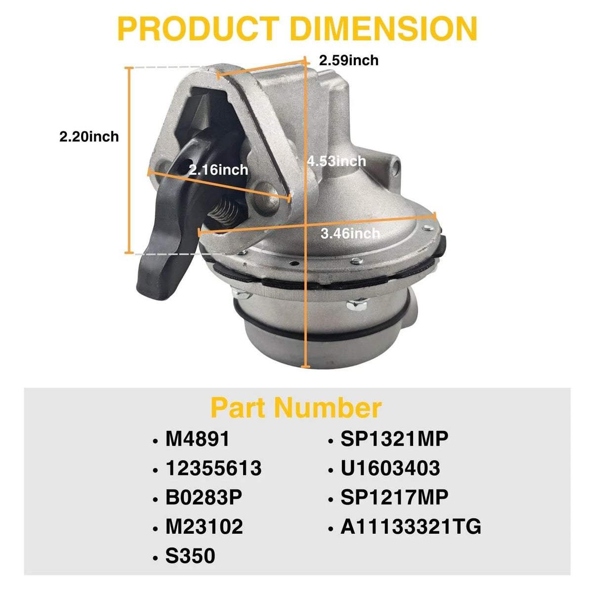 Mechanical Fuel Pump SP1321MP B0283P for Chevy SBC 350 400 409 305 307 327 V8 (1969–1995)