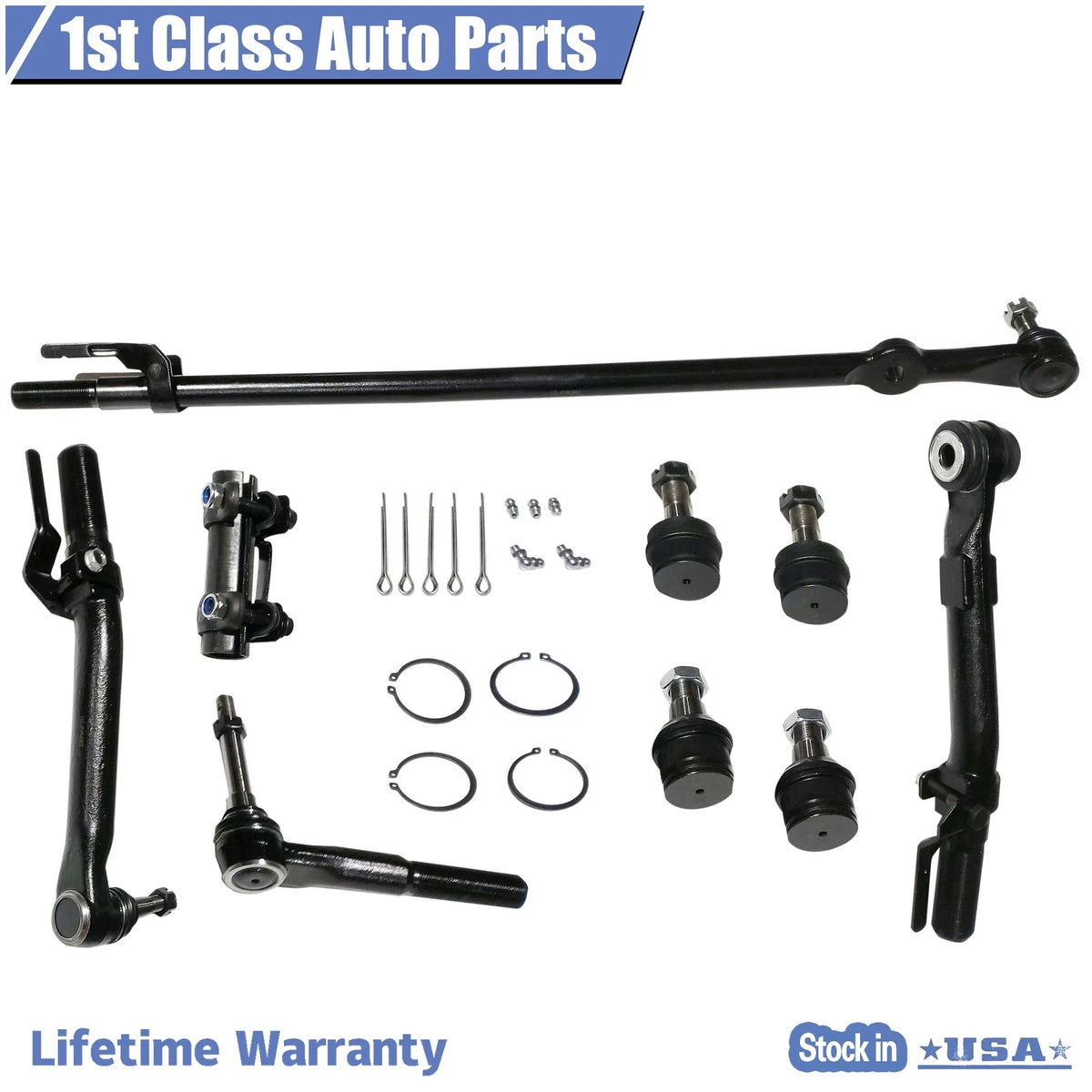 9x Front Steering Ball Joints Tie Rods Kit for Ford F-250 Super Duty (2005–2016)