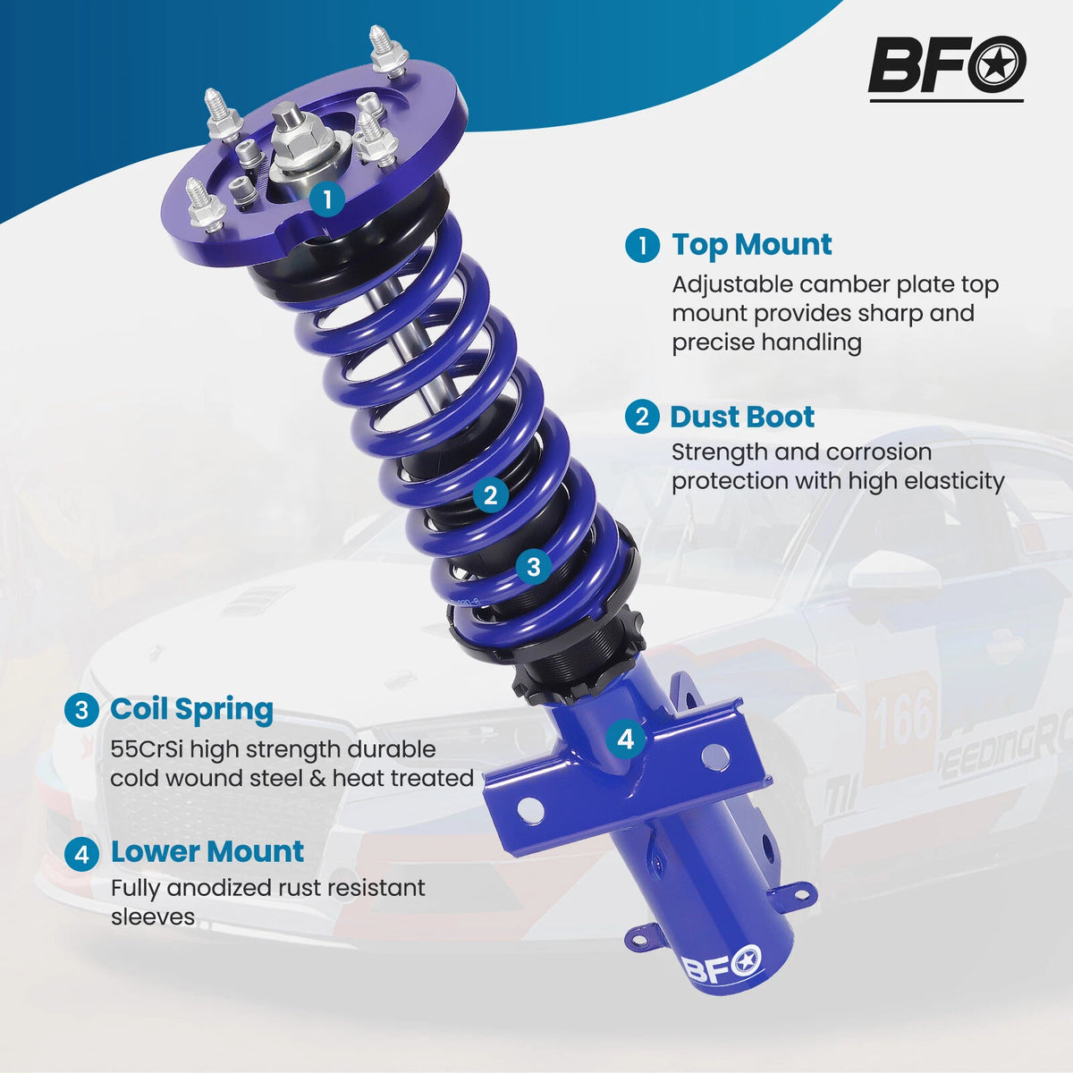 BFO Coilovers Suspension Lowering Kit for Ford Mustang (2005–2014)