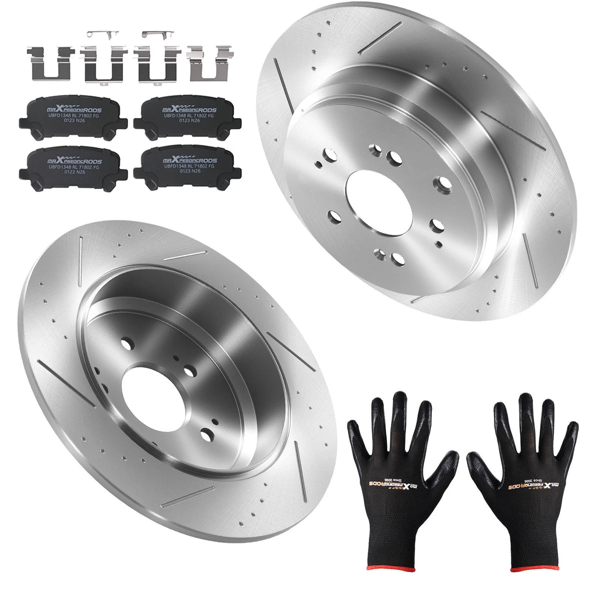 Rear Brake Rotors & Ceramic Pads Kit for Acura MDX (2007–2013), Honda Pilot (2009–2014)
