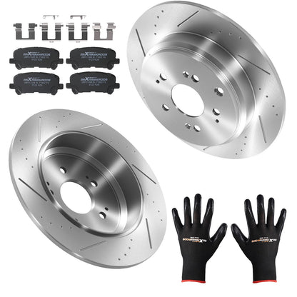 Rear Brake Rotors & Ceramic Pads Kit for Acura MDX (2007–2013), Honda Pilot (2009–2014)