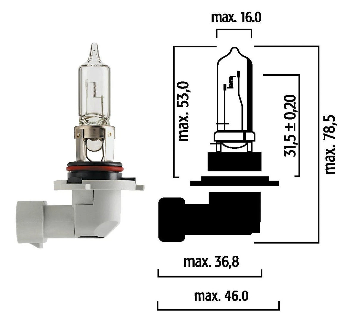 Flosser 9105 HB3 12V 100W Halogen Light Bulb (High Output Version)