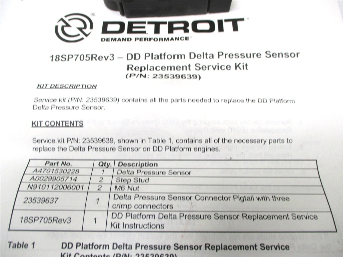 Delta Pressure Sensor Kit for Detroit Diesel DD15 (2008–2023) 23539639