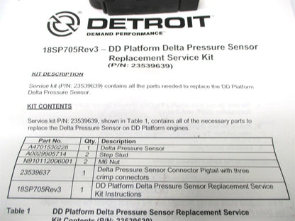 Delta Pressure Sensor Kit for Detroit Diesel DD15 (2008–2023) 23539639