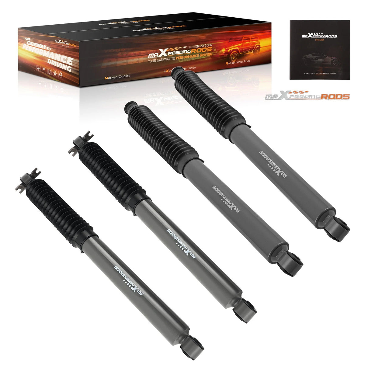 Set of 4 Front Rear Shock Absorbers for Jeep Wrangler JK (2007–2018) 3-4.5" Lift