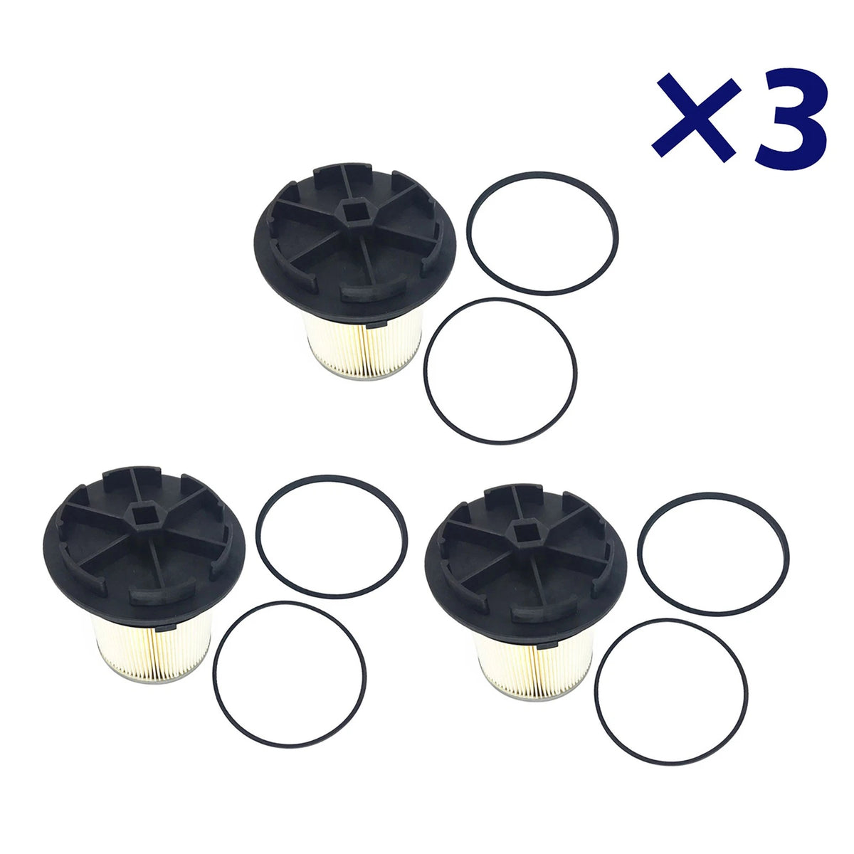 3PCS Fuel Filters + Caps for Ford F-Series Super Duty 7.3L Turbo Diesel (1994–1998)