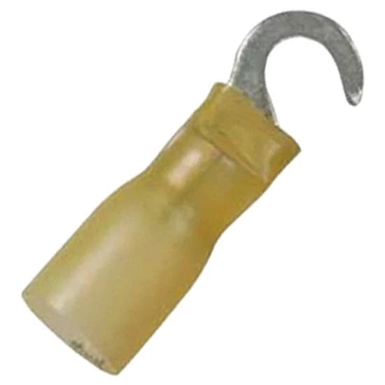 Set of 4 Yellow Crimp Seal Heat Shrink Hook Terminals for NO. 10 Stud