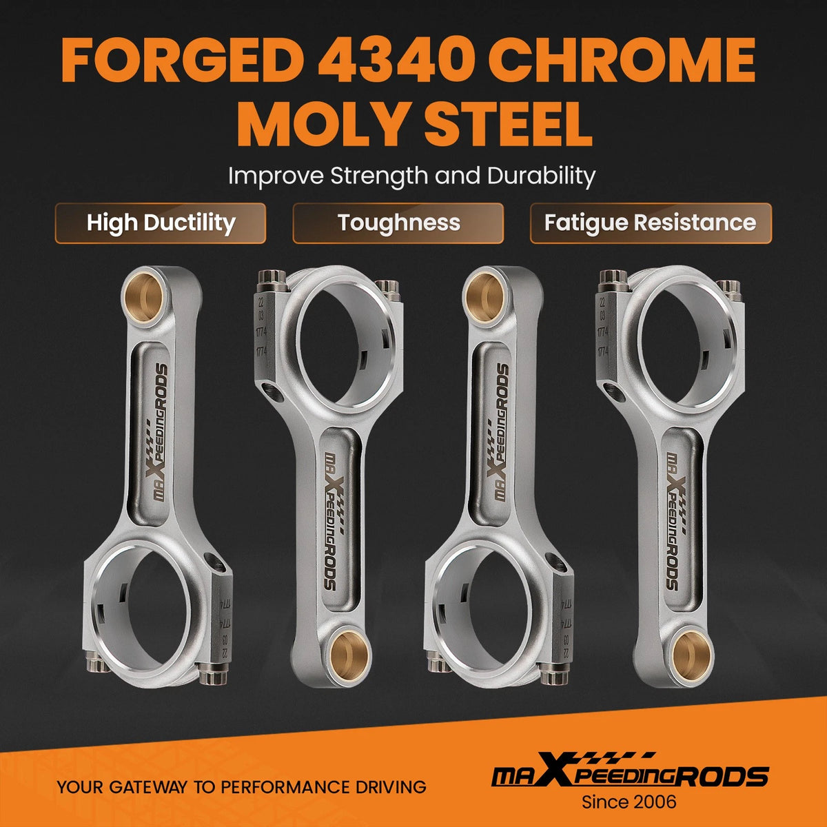 I-Beam Connecting Rods for VW Audi A3 1.8 20vT (1996–2003) AGU/ARZ/ARX/AUM/AQA 5.669"