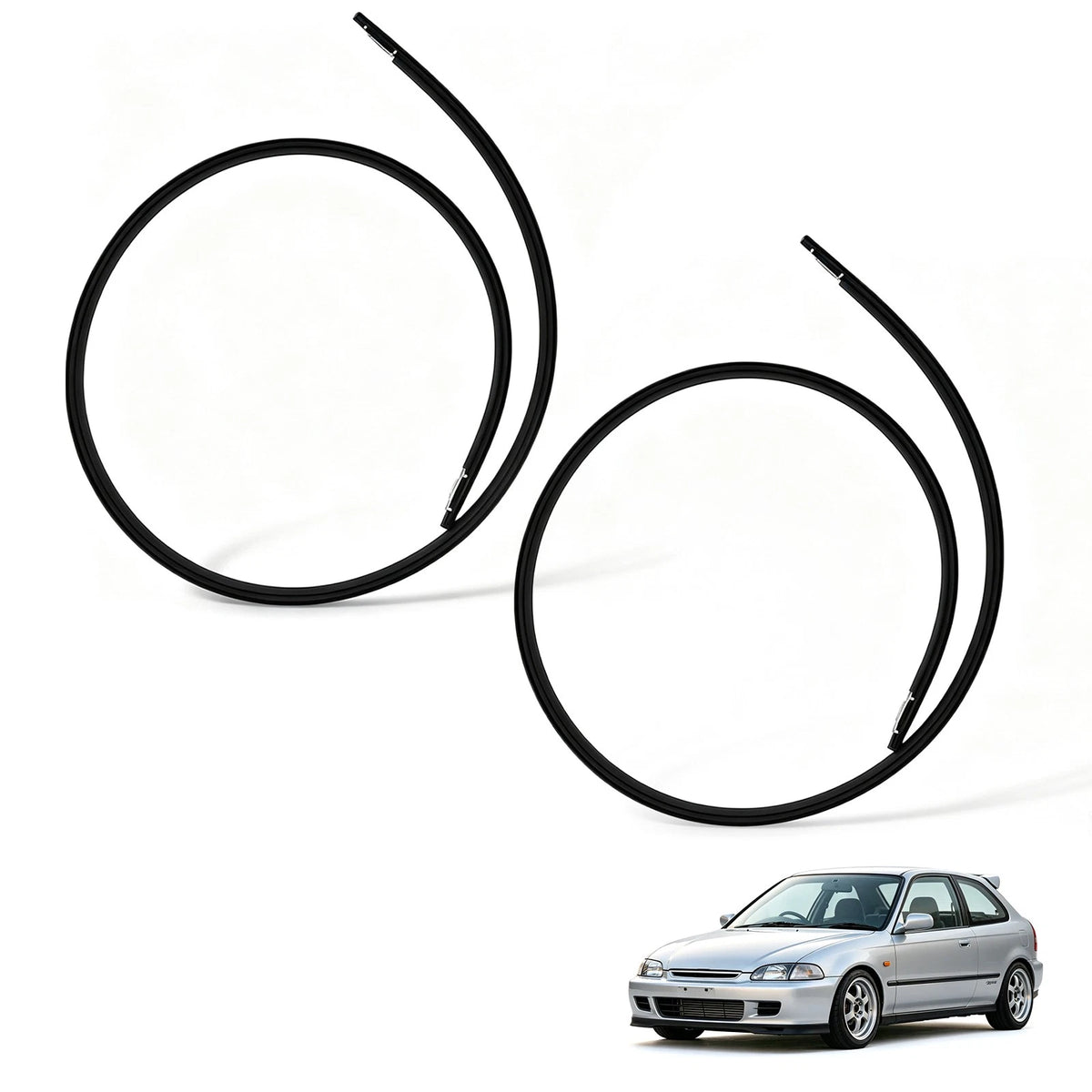 Set of 2 Door Window Belt Seals for Honda Civic CX DX (1996–2000) 74316-S03-003