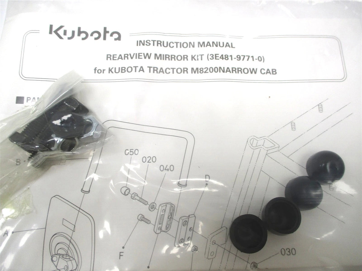 Side Mirror Kit for Kubota M9519 M8200SDTN-CAB (3E481-97710, 3E481-97711)