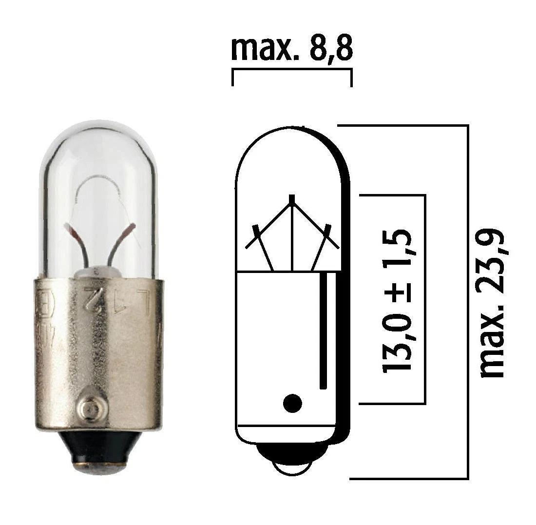 10X Flosser 4088 12V 4W BA9S Mini Bulbs - Replaces 1893 for