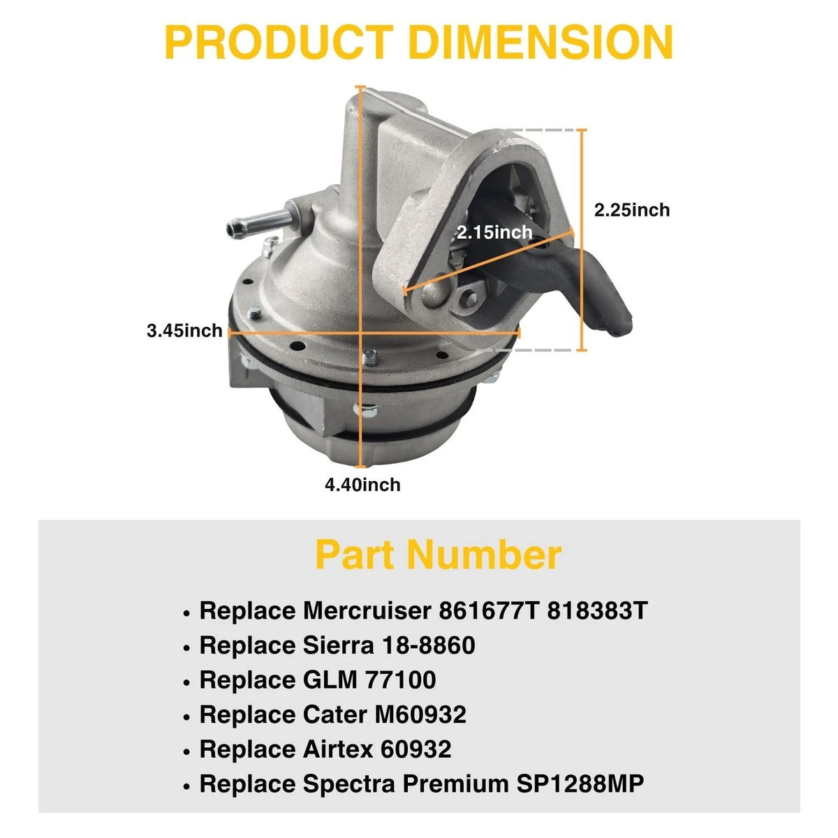 Marine Fuel Pump 861677T 818383T for MerCruiser GM Big Block V8 454 502 (1970–2023)