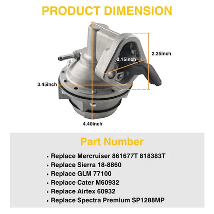 Marine Fuel Pump 861677T 818383T for MerCruiser GM Big Block V8 454 502 (1970–2023)