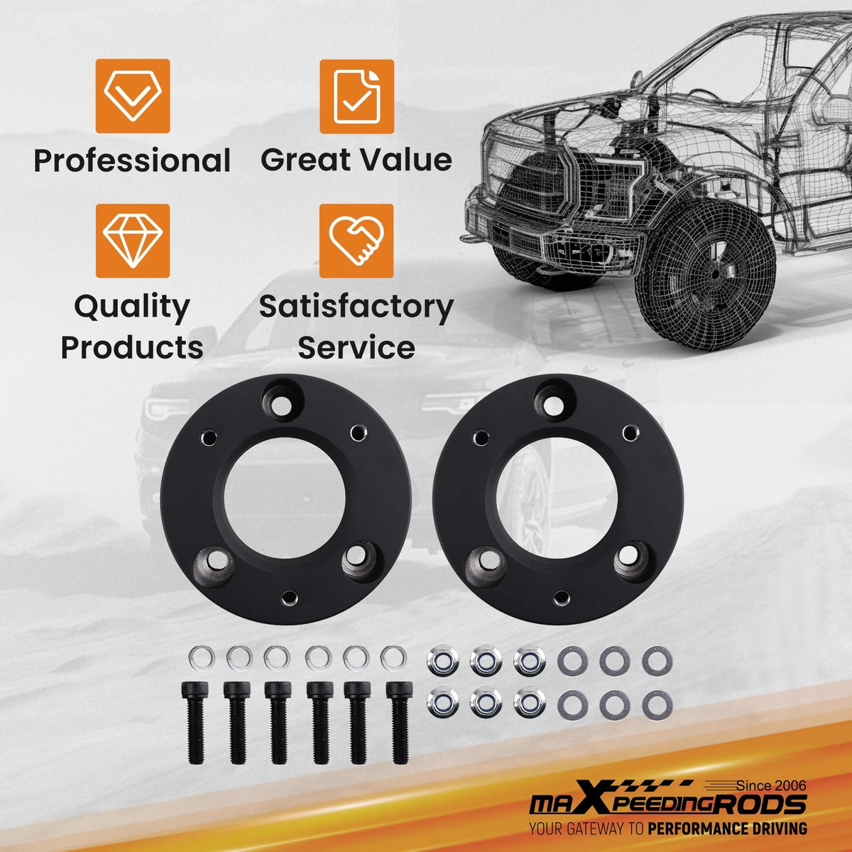 2.5" Front Suspension Leveling Lift Kit for Ford F150 2WD 4WD (2004–2024)
