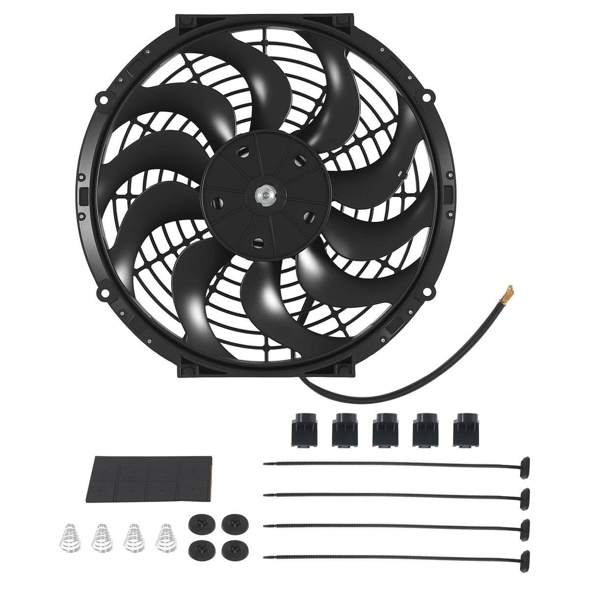 12" Electric Radiator Fan Assembly 240W 2250RPM Black 10-Blade Universal Fit