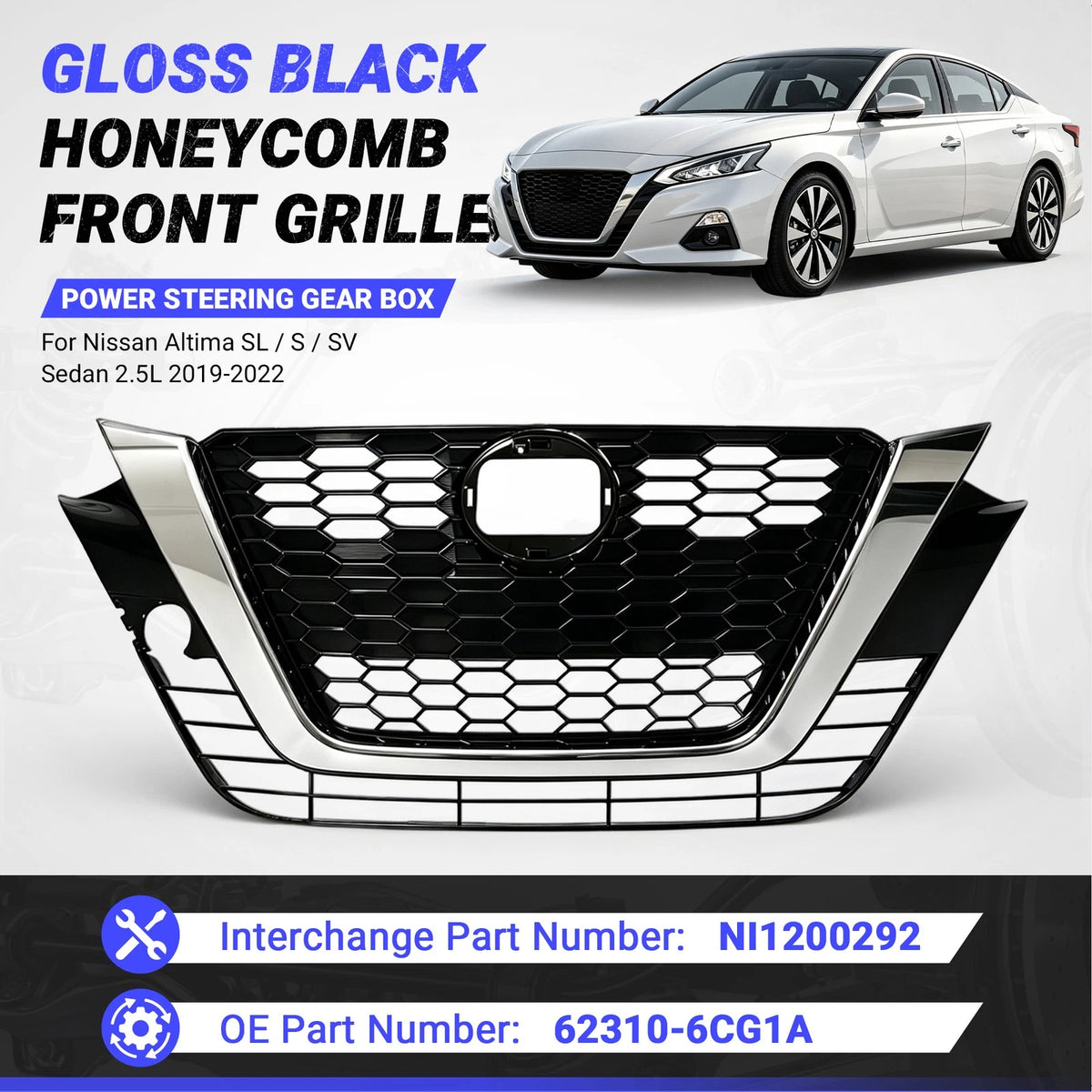Front Upper Bumper Grille for Nissan Altima (2019–2022) 2.0L 2.5L