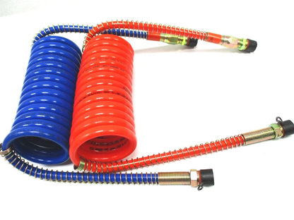 Set of 2 Coiled Air Brake Hoses for HE10712 (12' Red/Blue)