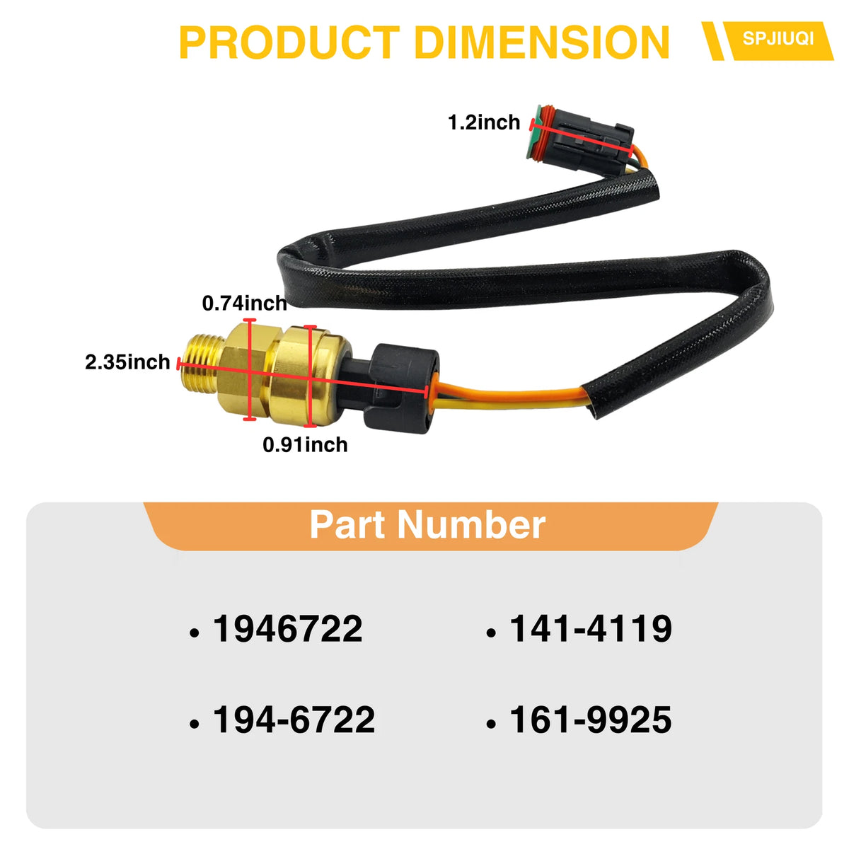 Turbocharger Inlet Pressure Sensor for Caterpillar C12 C15 C27 3406E (194-6722)