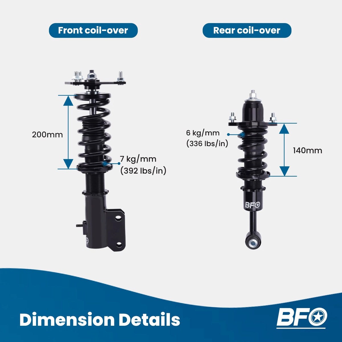 BFO Coilovers Suspension Lowering Kit for Mitsubishi Lancer FWD (2002–2006)