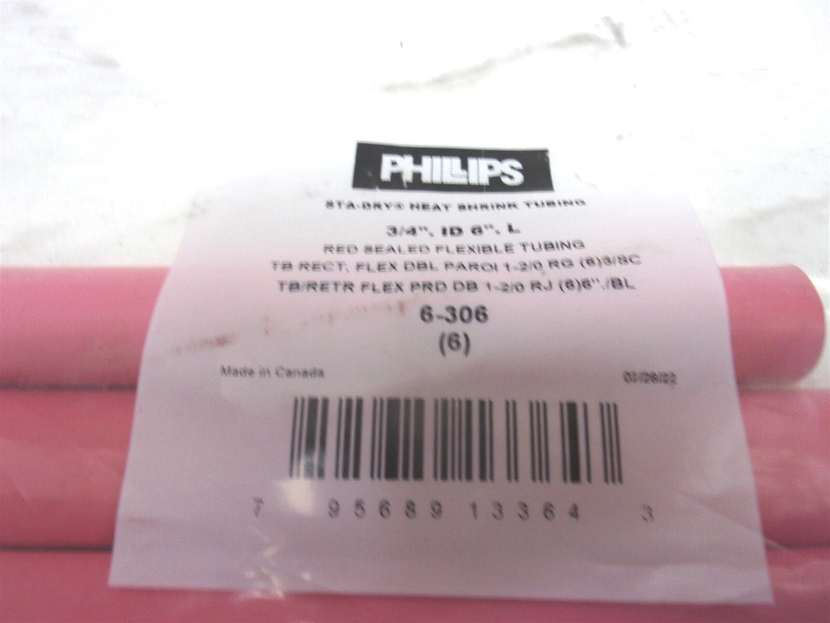 Set of 6 Heavy Duty Shrink Tubing 1-2/0 Gauge Red 6"