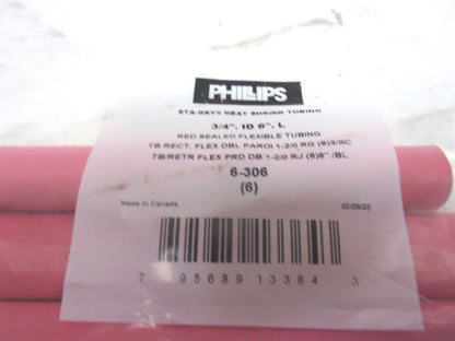 Set of 6 Heavy Duty Shrink Tubing 1-2/0 Gauge Red 6"