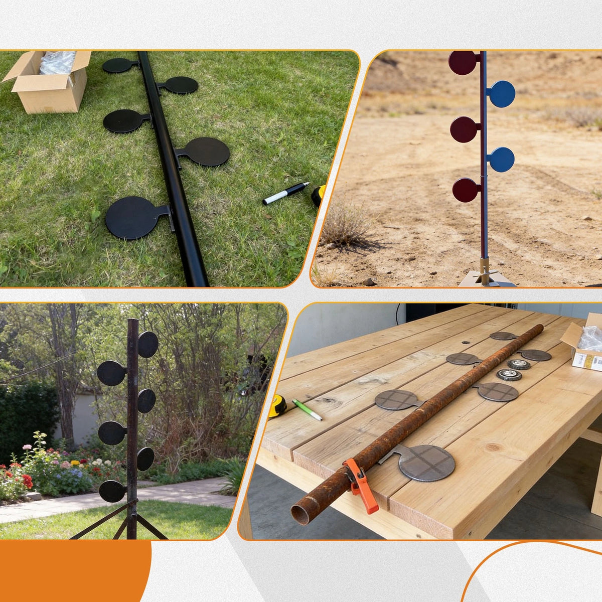 6pc AR500 Steel Dueling Tree Paddles Shooting Target Kit for Shooting (No Year)