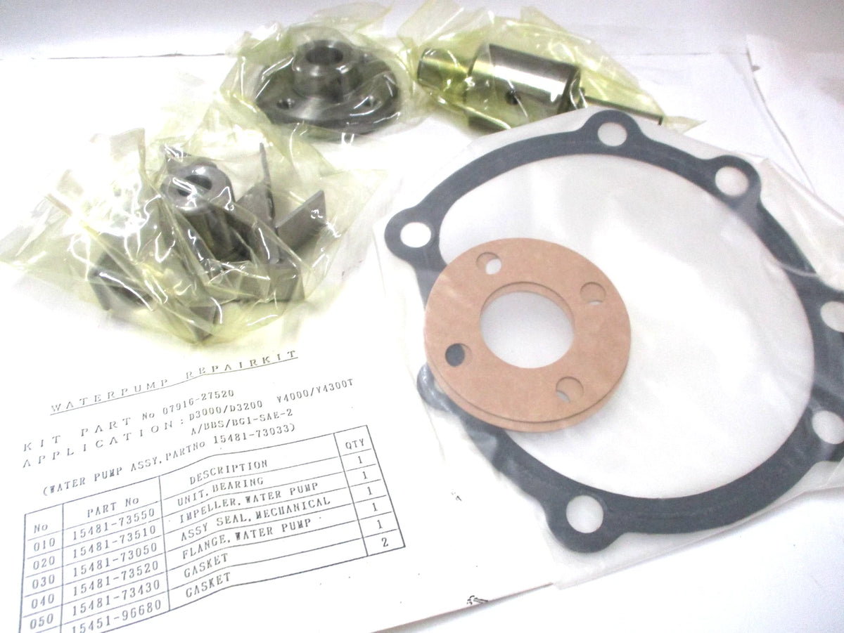 Water Pump Repair Kit for Kubota D3000 D3200 Y4000 Y4300T (07916-27520)