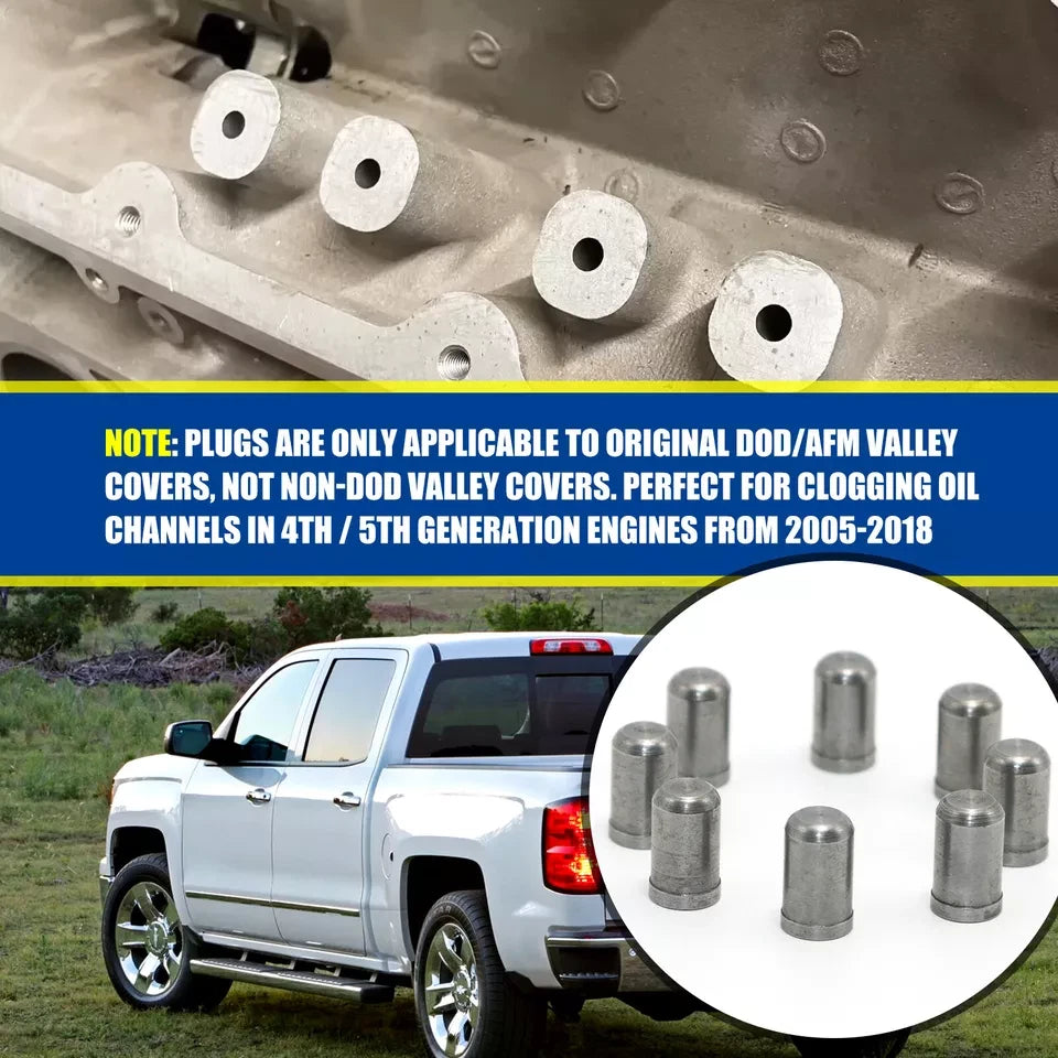 Set of 8 AFM DOD Oil Block Off Plugs for Gen IV LS & Gen V LT (2005–2019)