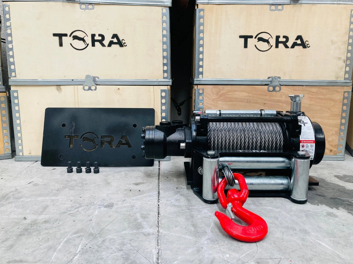 15000 lbs Hydraulic Winch with Hook and 82 ft Steel Cable for TORA